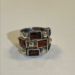 Italian 18k with 925 Silver Set of 3 Stackable Rings